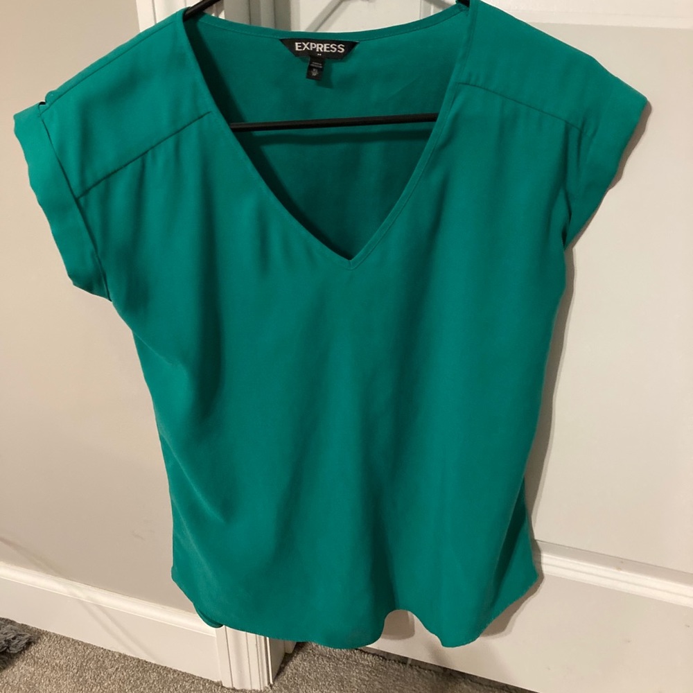 Express Green Satin Shirt XS